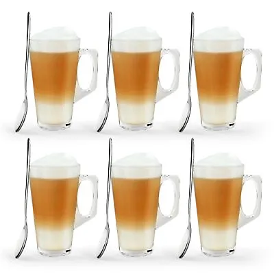 6 X Latte Coffee Glasses Cappuccino Lattes Tea Glass Cups Hot Drink Mugs • £9.99