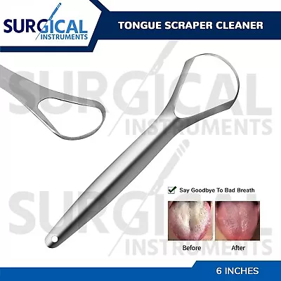 Metal Tongue Scraper Cleaner For Fresh Breath Oral Care Cleaning Dental Tool • $6.99