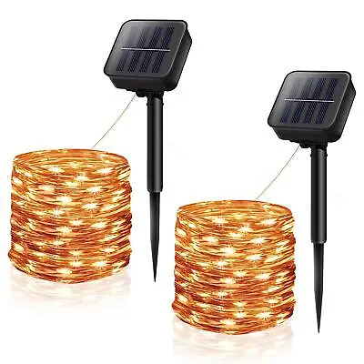Pack Of 2 Solar Fairy Lights 120 LED Copper Wire Outdoor String Light Waterproof • £9.99
