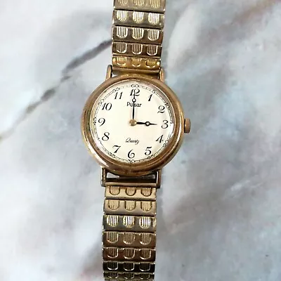 Vintage PULSAR Quartz Gold Toned Wristwatch Watch W/ Expandable Band (GOOD) • $72.36