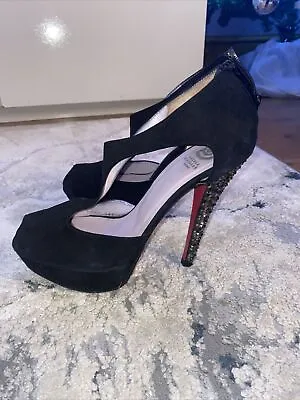 £60 • Buy Ursula Mascaro Crystal Black Ladies Heels Shoes Black Suede Ballerina Slippers 6