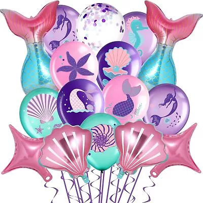 44 Pieces Mermaid Theme Balloons Mermaid Party Decorations Mermaid Tail Sea S... • $20.62