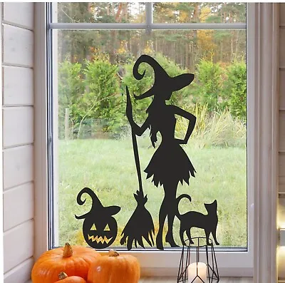 £3.89 • Buy Witch Cat Pumpkin Sticker Halloween Vinyl Decal Window Wall Decoration Party