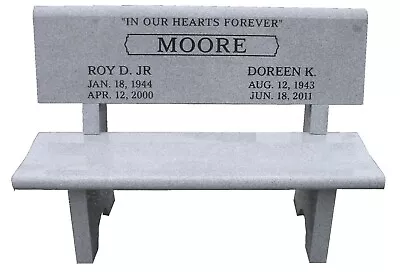 Headstone Cemetery Bench - Park Style - Large - Granite - Engraving Available • $2149