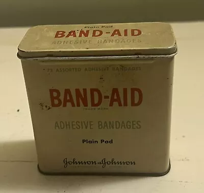 Vintage Band Aid Tin Metal Box Adhesive Bandages Plain Pad Johnson & Johnson USA • $7