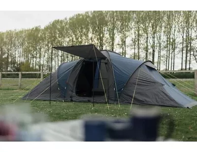 Halfords 6 Person Tunnel Tent With Porch 2 Rooms Living Room & Carry Case-Mint • £140