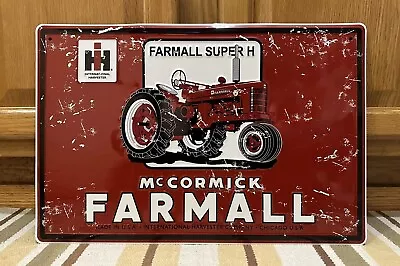 IH McCormick Farmall Metal Sign Farm Super H Tractor Vintage Style Wall Decor • $42