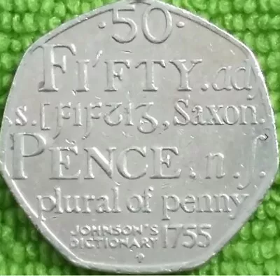 UK 2005 50p Coin JOHNSON'S DICTIONARY 1755 Fifty Pence Saxon Plural Of Penny • £0.95