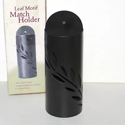 Fireplace Long Match Holder Black Matte Metal Leaf Motif Modern NEW 9  • $11.99