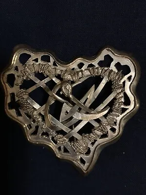 CHRISTIAN LACROIX  Vintage Brooch / Necklace  Goldtone Filigree Heart Signed C L • $195.07