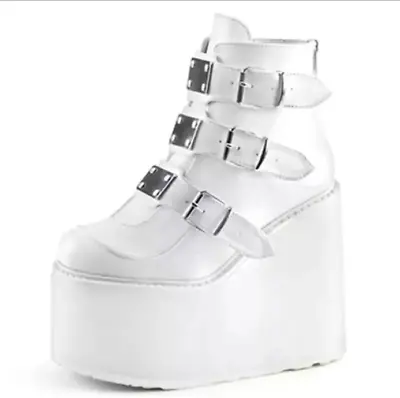 Women Fashion Platform Ankle Wedgepunk Bootsbuckle Strap Goth High Heel Bootie • $27.29