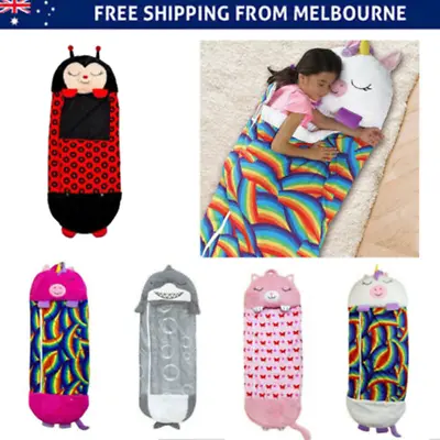 180cm*70cm Large HAPPY Sleeping Bag Nappers Kids Pillow Camping Stuffed Play Toy • $27.50