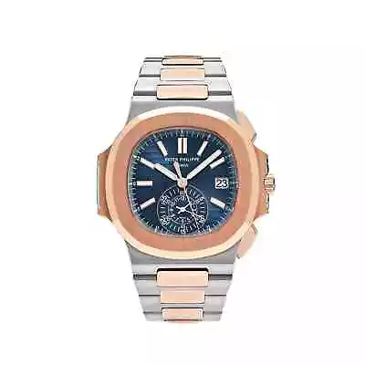 Patek Philippe Nautilus 5980/1AR-001 Chronograph Stainless Steel Rose Gold Bl... • $141000