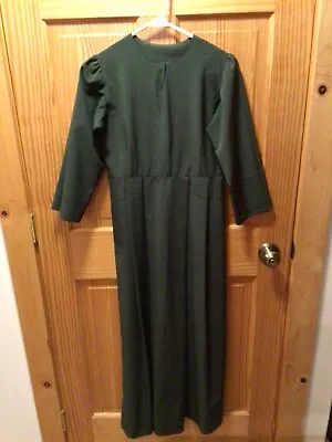 Amish Mennonite Hand Made Ladies L/S Slv Dark Green Dress B36 EUC Plain Clothing • $12.99