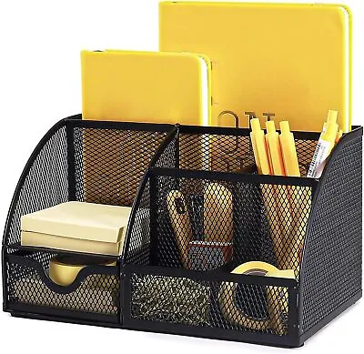 Mesh Desk Organizer Pen Holder Desk Organizers With Drawer Desktop Organizer  • $16.99