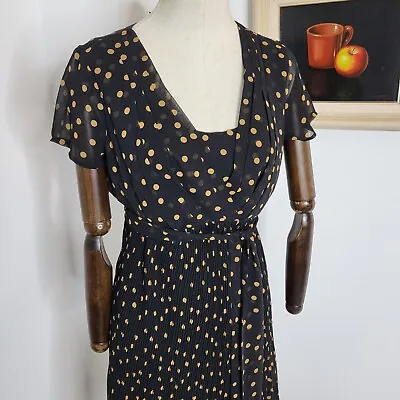 £45 • Buy Seraphine Black Polka-Dot Spotted Maternity Nursing Pleated Party Smart Dress 10