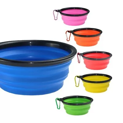 Collapsible Dog Cat Rabbit Pet Bowls Food Water Feeding Silicone Portable Travel • £3.99