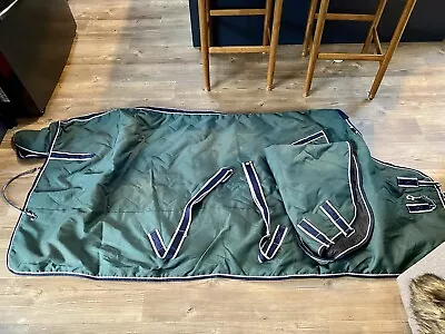 100g 7’3” HY DefenceX Green Combo Stable Rug No Rips Hardly Used • £15