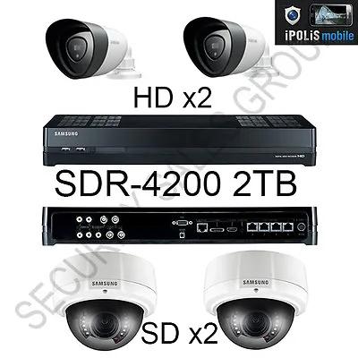 SAMSUNG SDR-4200 8CH 1080p HD 2TB Hybrid CCTV DVR + 2x HD Cameras 2x SD Cameras • £599.95