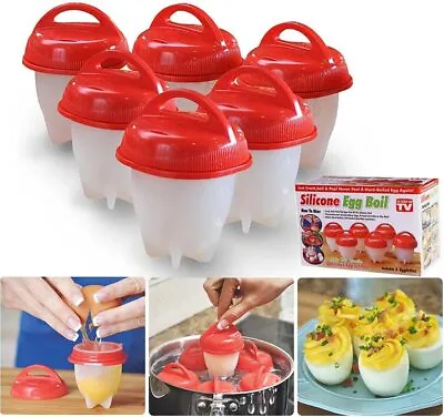 $8.99 • Buy Egg Cooker Silicone Cups Egg Poachers Non Stick Silicone Boiled Eggs - Set Of 6