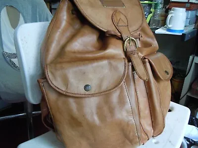 $149 • Buy  VTG Village Timberland  Brown Saddle Leather Large Back Pack  