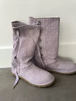 NEW UGG Australia W HEIRLOOM Lace Up Boots 1000693 US Size 7 Knit In Lilac • $65