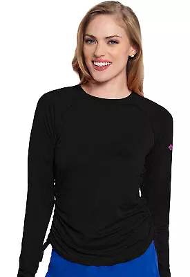 Med Couture Scrubs Women's Long Sleeve Ruched Underscrub MC700 BLK Black • $26.99