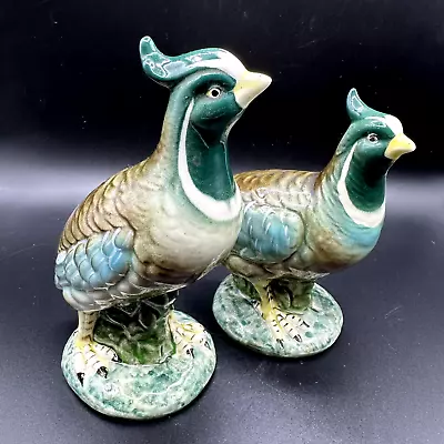 Ugo Zaccagnini?Quail Pheasant Figurine Italy Ceramic Pottery Game Bird Majolica • $76.50