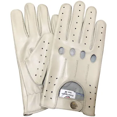PSS Fit Retro Style Men's Leather Driving Gloves Unlined Chauffeur 507 Off White • £19.99
