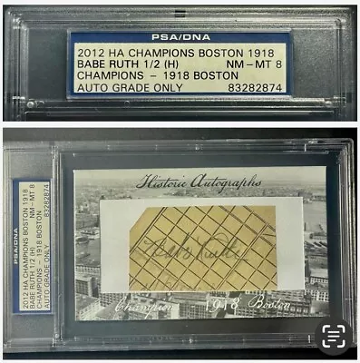 1918 Boston Red Sox World Champions Babe Ruth Autograph 1/2 PSA 8 Incredible • $4050