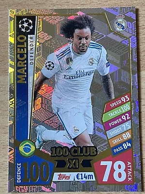 Match Attax Uefa Champions League 2017 2018 17 18 Marcelo Real Madrid 100 Club • £2.50