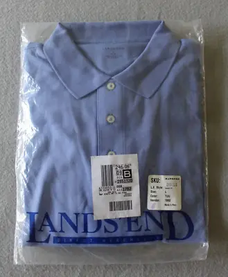 Lands End Polo Shirt Mens 42-44 Large Blue Casual Preppy Rugby Fine Knit • $20