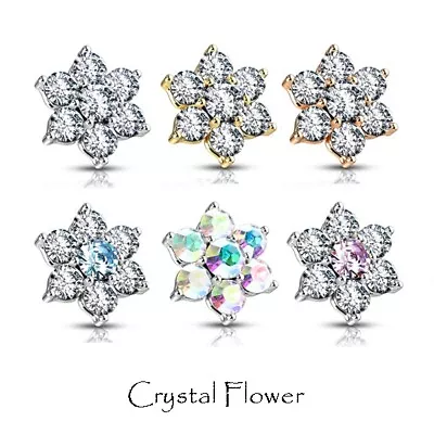 £5.99 • Buy Gem Dermal Anchor Top - Crystal Flower - Micro Microdermal Head Surface Piercing
