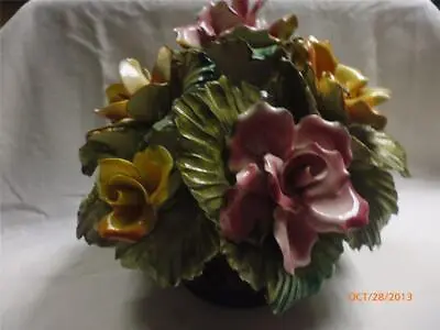 Vintage Large Ceramic Capodimonte Floral Centerpiece Assorted Flowers In Vase • $349