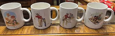 Set Of 4 Vintage 1987 Norman Rockwell Museum Collection Coffee Cups Mugs Fishing • $24.99