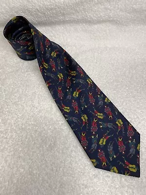 St Michael From Marks & Spencer Golfers AOP Tie 100% Silk Blue Necktie 61/3.5 • $12.99