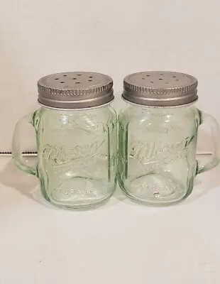 Mason Green Glass Salt And Pepper Shakers • $8