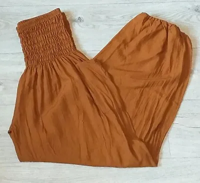 Cinnamon Brown Harem Trousers Size L/XL • £15.50