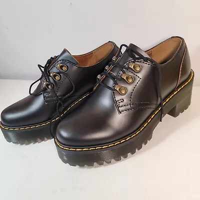 DOC DR. MARTENS Sz 6 Leona Lo Vintage Smooth Leather Black • $70.99