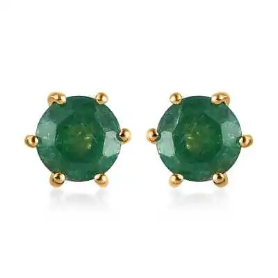 GORGEOUS!!  1.00ctw AAA Kagem Zambian Emerald Studs Vermeil Plated Sterling • $58