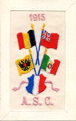 Rare: 1915: Army Service Corps: Ww1 Military Embroidered Silk Postcard • £4.99