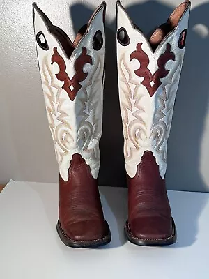 Tony Lama 3R Leather Brown And Cream  Cowboy Boots Women’s 9 B Style RR2007L • $84.99