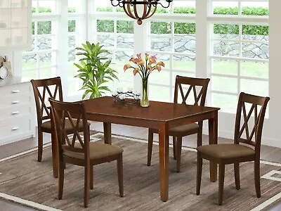 5pc Capri Dinette Kitchen Dining Table + 4 Xx-back Cushioned Chairs In Mahogany • $790