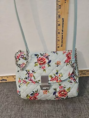 Vera Bradley Silver Chain Crossbody Purse Bag Water Bouquet Quilted - So Pretty! • $16.99