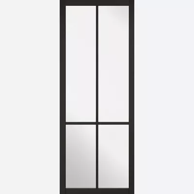 Internal Black Primed Industrial Style Liberty 4L Door With Clear Glass (LIBBLA) • £134.99