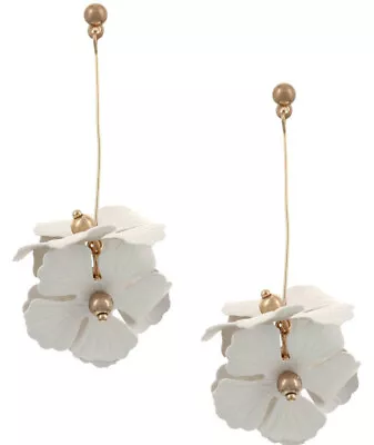 MARNI H&M Flower Metal Dangle Earring Set GOLD / WHITE • $24.99