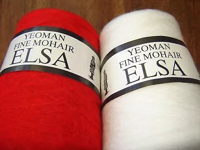 Two Full  Cones  Of 30% Kid  3ply Mohair Yeoman Elsa White/red  2 X 300g • £5.50