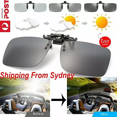 $8.99 • Buy Photochromic Polarised Clip On Flip Sunglasses Pilot Polarized Fishing Eyewear A