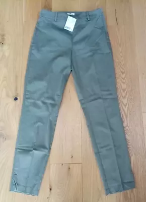 Cropped Trousers Size 8 Green Khaki Olive Capri Pants H&M Stretch Cotton • £3.99