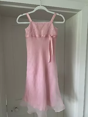 Laura Ashley Girls Pink Silk Party Dress Age 8 • £8.99